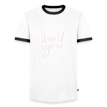 I love you - T-shirt contrasté Homme - blanc/noir - Devant - AI Model Female 172 light (172cm) & AI Model Male 178 dark (178cm)