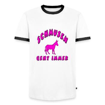 Esel - Männer Kontrast-T-Shirt - Weiß/Schwarz - Vorne - AI Model Female 172 light (172cm) & AI Model Male 178 dark (178cm)