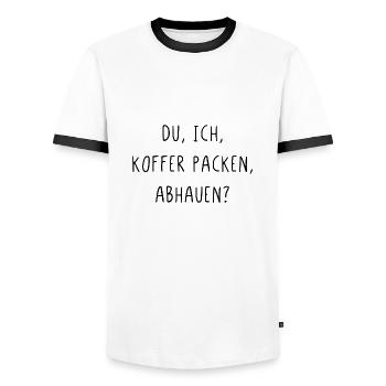 Du ich Koffer packen abhauen - Männer Kontrast-T-Shirt - Weiß/Schwarz - Vorne - AI Model Female 172 light (172cm) & AI Model Male 178 dark (178cm)