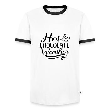 Hot Chocolate Weather - Men's Ringer Shirt - white/black - Front - AI Model Female 172 light (172cm) & AI Model Male 178 dark (178cm)