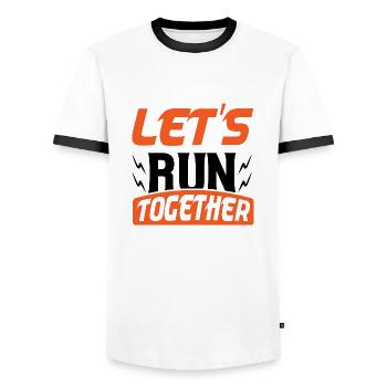 Let's Run Together - Men's Ringer Shirt - white/black - Front - AI Model Female 172 light (172cm) & AI Model Male 178 dark (178cm)