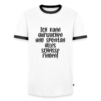 Ich kann aufwachen und spontan alle scheiße finden - Männer Kontrast-T-Shirt - Weiß/Schwarz - Vorne - AI Model Female 172 light (172cm) & AI Model Male 178 dark (178cm)