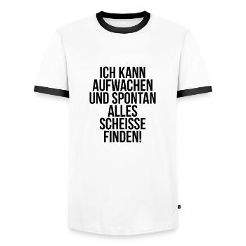 Ich kann aufwachen und spontan alle scheiße finden - Männer Kontrast-T-Shirt - Weiß/Schwarz - Vorne - AI Model Female 172 light (172cm) & AI Model Male 178 dark (178cm)