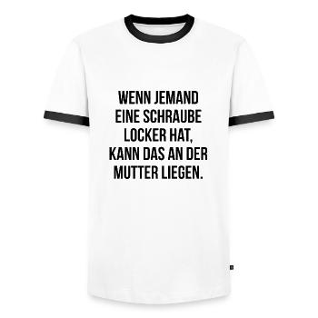 Schraube locker kann an der Mutter liegen - Männer Kontrast-T-Shirt - Weiß/Schwarz - Vorne - AI Model Female 172 light (172cm) & AI Model Male 178 dark (178cm)