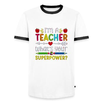 Student 2023 High School Student Teacher School Degree - Männer Kontrast-T-Shirt - Weiß/Schwarz - Vorne - AI Model Female 172 light (172cm) & AI Model Male 178 dark (178cm)