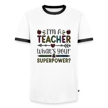Student 2023 High School Student Teacher School Degree - Männer Kontrast-T-Shirt - Weiß/Schwarz - Vorne - AI Model Female 172 light (172cm) & AI Model Male 178 dark (178cm)
