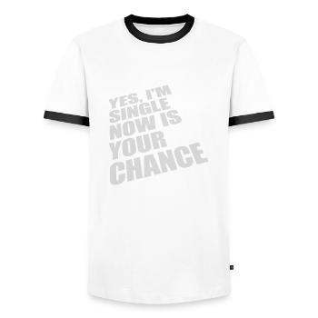 single now your chance - Männer Kontrast-T-Shirt - Weiß/Schwarz - Vorne - AI Model Female 172 light (172cm) & AI Model Male 178 dark (178cm)