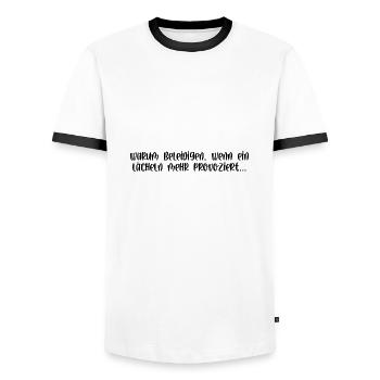 Warum beleidigen wenn ein lächeln mehr provoziert - Männer Kontrast-T-Shirt - Weiß/Schwarz - Vorne - AI Model Female 172 light (172cm) & AI Model Male 178 dark (178cm)