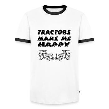 Tractor - Men's Ringer Shirt - white/black - Front - AI Model Female 172 light (172cm) & AI Model Male 178 dark (178cm)