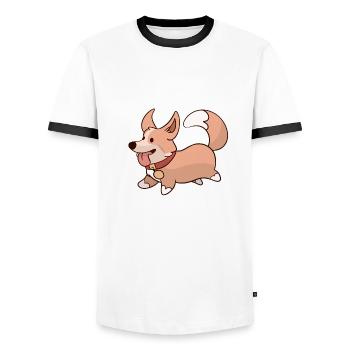 Cute dog - Men's Ringer Shirt - white/black - Front - AI Model Female 172 light (172cm) & AI Model Male 178 dark (178cm)