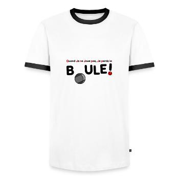 QUAND JE NE JOUE PAS, JE PERDS LA BOULE ! - T-shirt contrasté Homme - blanc/noir - Devant - AI Model Female 172 light (172cm) & AI Model Male 178 dark (178cm)