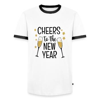 Cheers to the New Year - Männer Kontrast-T-Shirt - Weiß/Schwarz - Vorne - AI Model Female 172 light (172cm) & AI Model Male 178 dark (178cm)