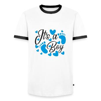 Its A Boy Pregnancy - T-shirt contrasté Homme - blanc/noir - Devant - AI Model Female 172 light (172cm) & AI Model Male 178 dark (178cm)