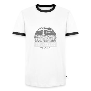 Brüssel City - Männer Kontrast-T-Shirt - Weiß/Schwarz - Vorne - AI Model Female 172 light (172cm) & AI Model Male 178 dark (178cm)