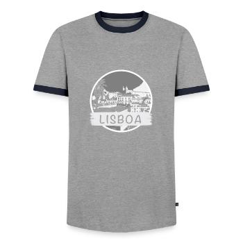 Ville de Lisbonne - T-shirt contrasté Homme - gris/marine  - Devant - AI Model Female 172 light (172cm) & AI Model Male 178 light (178cm)
