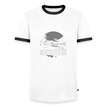 Ville de Lisbonne - T-shirt contrasté Homme - blanc/noir - Devant - AI Model Female 172 light (172cm) & AI Model Male 178 dark (178cm)