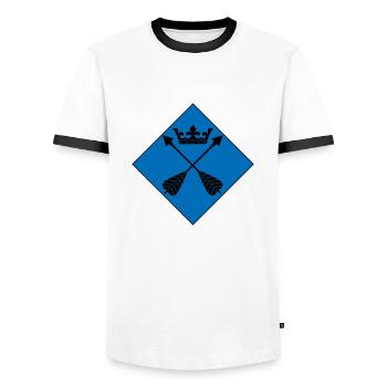 Dalarna - Men's Ringer Shirt - white/black - Front - AI Model Female 172 light (172cm) & AI Model Male 178 dark (178cm)