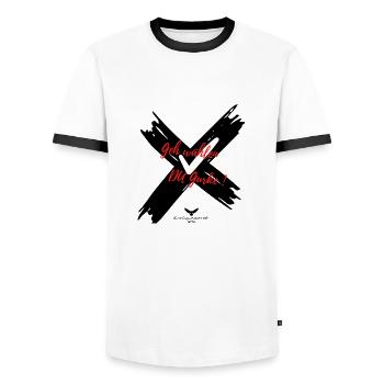 Spreewald Wahl Geh wählen Du Gurke! - Männer Kontrast-T-Shirt - Weiß/Schwarz - Vorne - AI Model Female 172 light (172cm) & AI Model Male 178 dark (178cm)