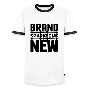 Brand sparkling New - Men's Ringer Shirt - white/black - Front - AI Model Female 172 light (172cm) & AI Model Male 178 dark (178cm)