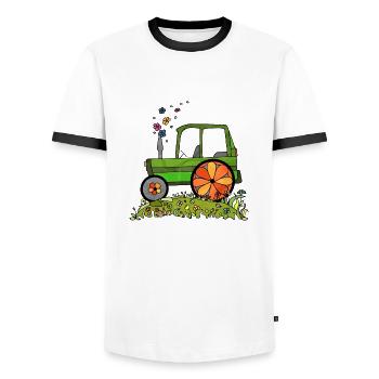 Tractor - Men's Ringer Shirt - white/black - Front - AI Model Female 172 light (172cm) & AI Model Male 178 dark (178cm)