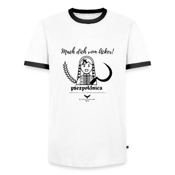 Spreewald Sagen Mittagsfrau - Männer Kontrast-T-Shirt - Weiß/Schwarz - Vorne - AI Model Female 172 light (172cm) & AI Model Male 178 dark (178cm)