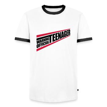 avertissement citation officielle d’adolescent - T-shirt contrasté Homme - blanc/noir - Devant - AI Model Female 172 light (172cm) & AI Model Male 178 dark (178cm)