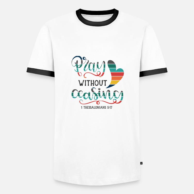 Christian Design Pray without Ceasing - Men's Ringer Shirt - white/black