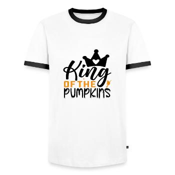 Roi des Citrouilles - T-shirt contrasté Homme - blanc/noir - Devant - AI Model Female 172 light (172cm) & AI Model Male 178 dark (178cm)