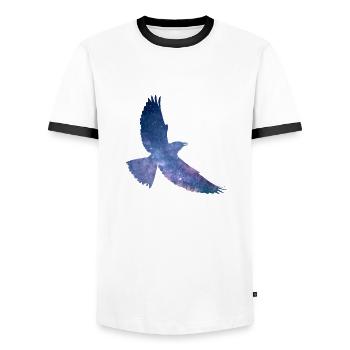 Space Bird - Men's Ringer Shirt - white/black - Front - AI Model Female 172 light (172cm) & AI Model Male 178 dark (178cm)