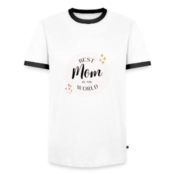 Best Mom in the World ❤ - Men's Ringer Shirt - white/black - Front - AI Model Female 172 light (172cm) & AI Model Male 178 dark (178cm)