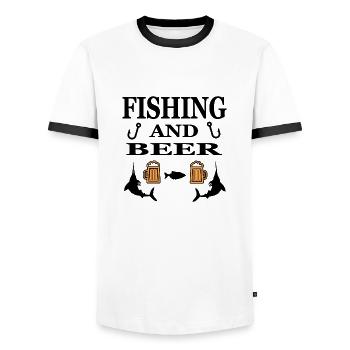 Angling - Men's Ringer Shirt - white/black - Front - AI Model Female 172 light (172cm) & AI Model Male 178 dark (178cm)
