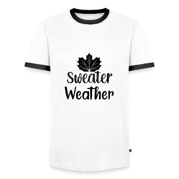 Sweater Weather - Männer Kontrast-T-Shirt - Weiß/Schwarz - Vorne - AI Model Female 172 light (172cm) & AI Model Male 178 dark (178cm)