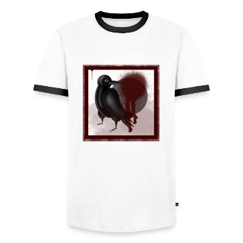 Dark Raven Jackdaw Bird in Black - Men's Ringer Shirt - white/black - Front - AI Model Female 172 light (172cm) & AI Model Male 178 dark (178cm)