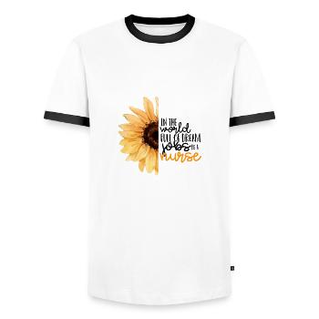 Nurse 03 01 - Men's Ringer Shirt - white/black - Front - AI Model Female 172 light (172cm) & AI Model Male 178 dark (178cm)