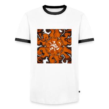Orange Chaos - Männer Kontrast-T-Shirt - Weiß/Schwarz - Vorne - AI Model Female 172 light (172cm) & AI Model Male 178 dark (178cm)
