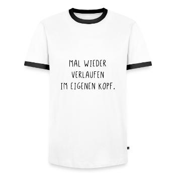 Mal wieder verlaufen im eigenen Kopf - Männer Kontrast-T-Shirt - Weiß/Schwarz - Vorne - AI Model Female 172 light (172cm) & AI Model Male 178 dark (178cm)