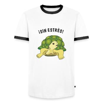 sin estres - Männer Kontrast-T-Shirt - Weiß/Schwarz - Vorne - AI Model Female 172 light (172cm) & AI Model Male 178 dark (178cm)