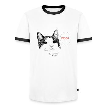 Katzen-Wuff - Männer Kontrast-T-Shirt - Weiß/Schwarz - Vorne - AI Model Female 172 light (172cm) & AI Model Male 178 dark (178cm)