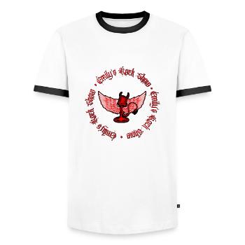 Emily’s Rock Show - Logo en texte blanc et noir - T-shirt contrasté Homme - blanc/noir - Devant - AI Model Female 172 light (172cm) & AI Model Male 178 dark (178cm)