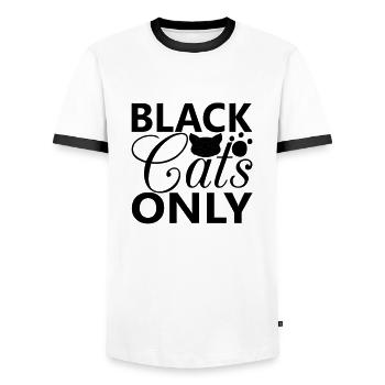 Black Cats Only - Men's Ringer Shirt - white/black - Front - AI Model Female 172 light (172cm) & AI Model Male 178 dark (178cm)