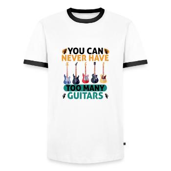 You Can Never Have Too Many Guitars - Men's Ringer Shirt - white/black - Front - AI Model Female 172 light (172cm) & AI Model Male 178 dark (178cm)