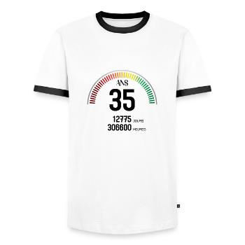 Anniversaire 35 ans Compteur - T-shirt contrasté Homme - blanc/noir - Devant - AI Model Female 172 light (172cm) & AI Model Male 178 dark (178cm)