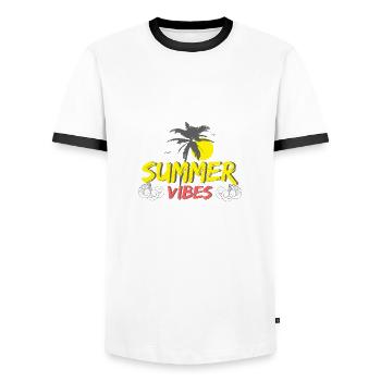 Summer Junkie Heat Sun Worshipper Gift - Men's Ringer Shirt - white/black - Front - AI Model Female 172 light (172cm) & AI Model Male 178 dark (178cm)