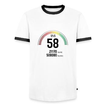 Anniversaire 58 ans Compteur - T-shirt contrasté Homme - blanc/noir - Devant - AI Model Female 172 light (172cm) & AI Model Male 178 dark (178cm)