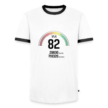 Anniversaire 82 ans Compteur - T-shirt contrasté Homme - blanc/noir - Devant - AI Model Female 172 light (172cm) & AI Model Male 178 dark (178cm)