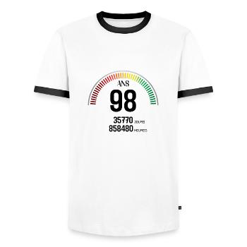 Anniversaire 98 ans Compteur - T-shirt contrasté Homme - blanc/noir - Devant - AI Model Female 172 light (172cm) & AI Model Male 178 dark (178cm)