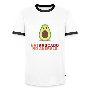 Eat Avocado No Animals - Männer Kontrast-T-Shirt - Weiß/Schwarz - Vorne - AI Model Female 172 light (172cm) & AI Model Male 178 dark (178cm)