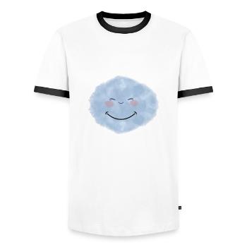 Cloud smile - Men's Ringer Shirt - white/black - Front - AI Model Female 172 light (172cm) & AI Model Male 178 dark (178cm)