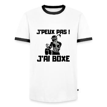 JPEUX PAS JAI BOXETHAI - T-shirt contrasté Homme - blanc/noir - Devant - AI Model Female 172 light (172cm) & AI Model Male 178 dark (178cm)