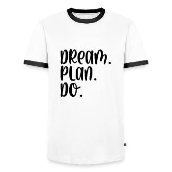 Dream Plan Do - Männer Kontrast-T-Shirt - Weiß/Schwarz - Vorne - AI Model Female 172 light (172cm) & AI Model Male 178 dark (178cm)